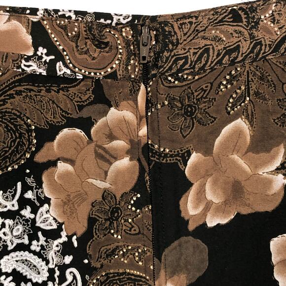 Floral Paisley Maxi Skirt Neutral in Black and Brown Size 12 Vintage Retro 90s - Picture 8 of 10
